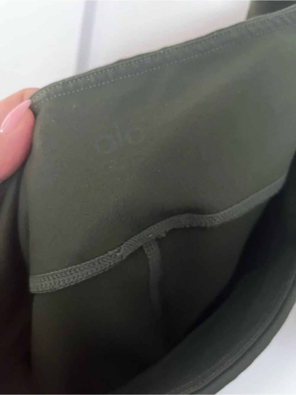 ALO Yoga Khaki Green High-Waist Ruched Leggings